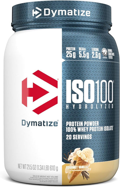 Dymatize ISO100 - Hydrolyzed Protein Powder - 100% Whey Isolate Protein - 25g of Protein - 5.5g BCAAs - Gluten Free - Fast Absorbing - Easy Digesting (Flavors: Fudge Brownie and Gourmet Vanilla)