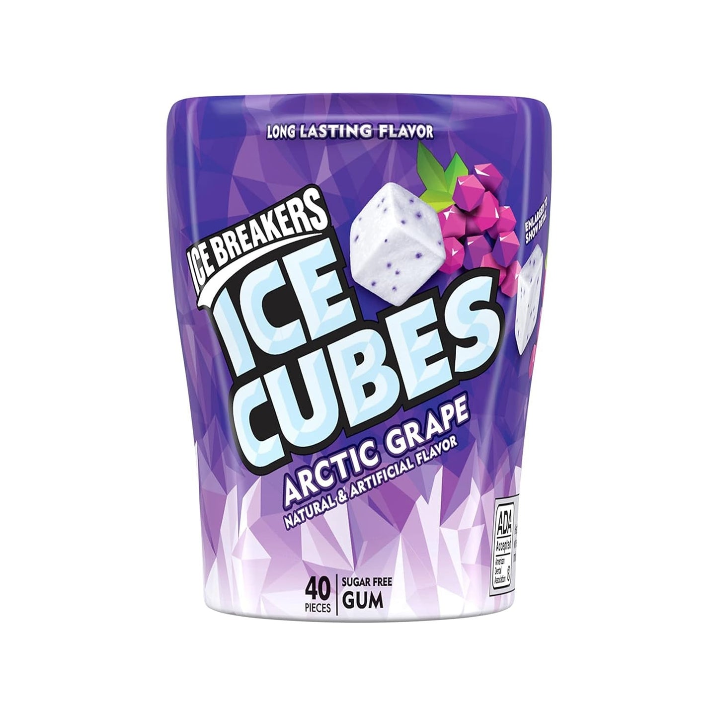 ICE BREAKERS - Ice Cubes - Arctic Grape - Sugar Free - Chewing Gum Bottle, 40 pieces