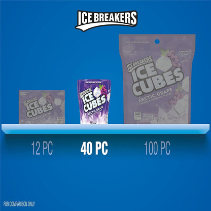 ICE BREAKERS - Ice Cubes - Arctic Grape - Sugar Free - Chewing Gum Bottle, 40 pieces