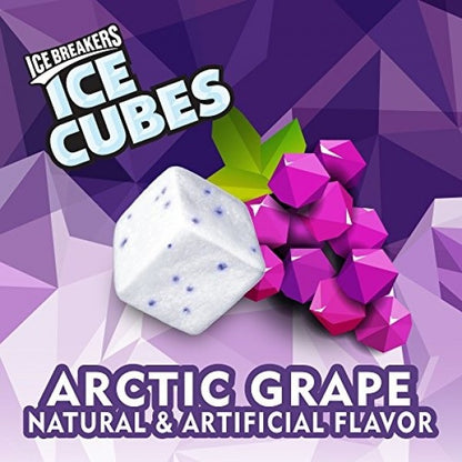 ICE BREAKERS - Ice Cubes - Arctic Grape - Sugar Free - Chewing Gum Bottle, 40 pieces