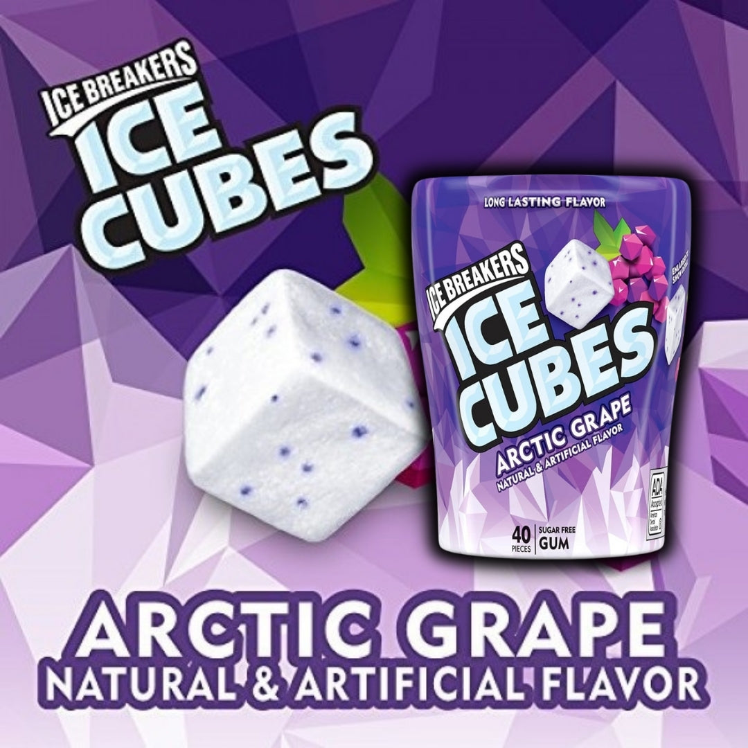 ICE BREAKERS - Ice Cubes - Arctic Grape - Sugar Free - Chewing Gum Bottle, 40 pieces