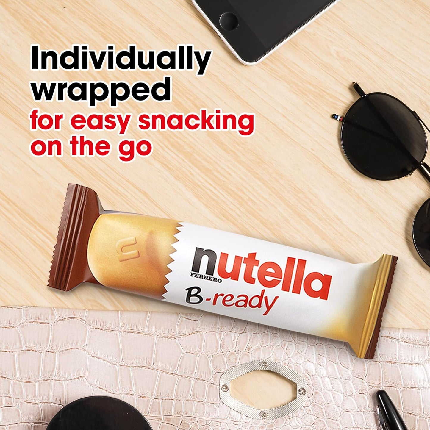 Nutella Ferrero B- Ready, Wafer Coated Chocolate Biscuits - 22g Each and 6 Pack