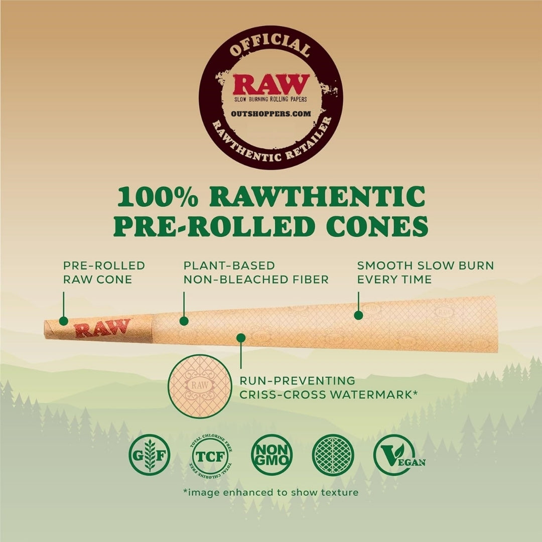 RAW - Pre-Rolled Cone, Size 1-1/4 (6 Pack)