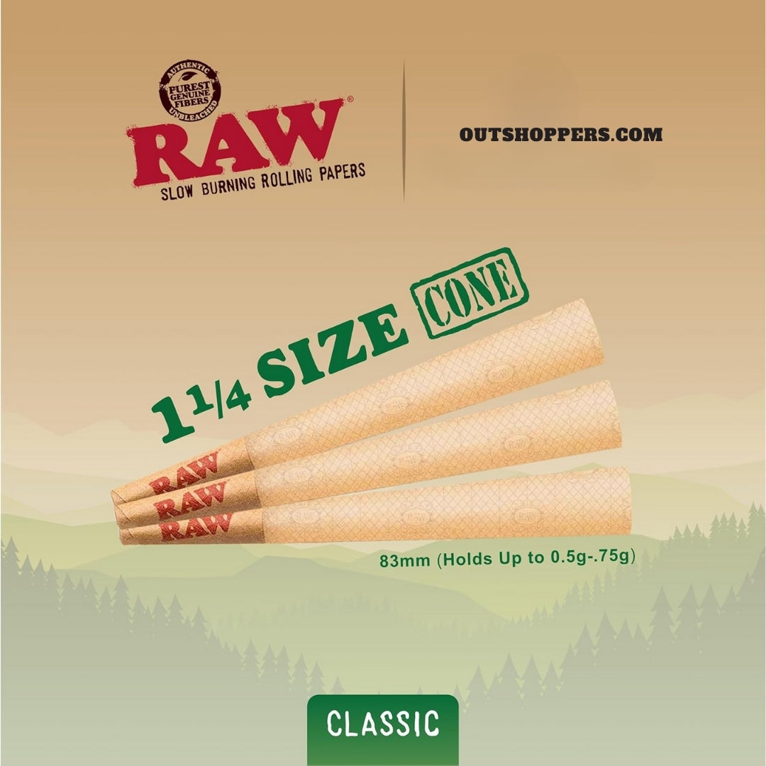 RAW - Pre-Rolled Cone, Size 1-1/4 (6 Pack)